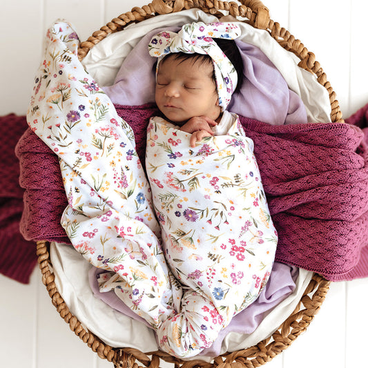 Snuggle Hunny - Gracie Organic Jersey Wrap & Topknot Set