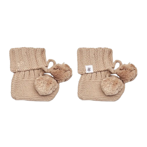 Snuggle Hunny - Hazelnut Organic Cotton Knit Booties