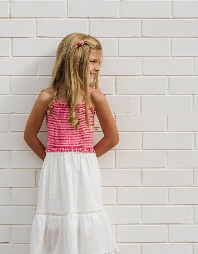 Minihaha - Sundae Gingham Shirred Top 3-7Y
