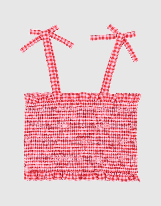 Minihaha - Sundae Gingham Shirred Top 3-7Y