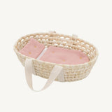 Playground-Rattan Doll Moses Basket Set- Blush