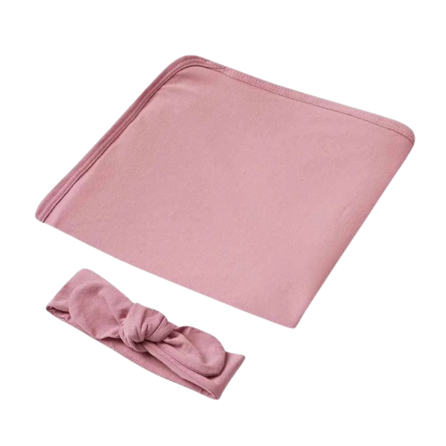 Snuggle Hunny - Baby Pink Organic Jersey Wrap & Topknot Set