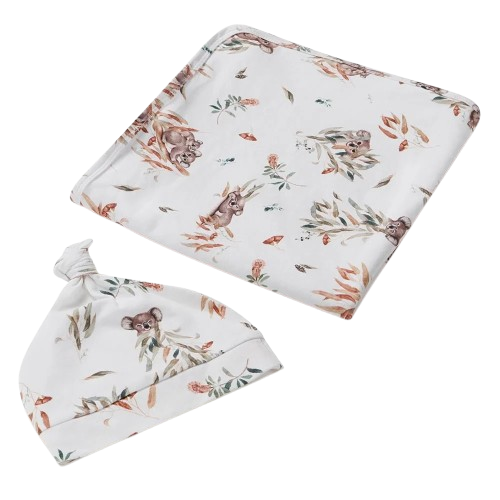 Snuggle Hunny - Koala Organic Jersey Wrap & Beanie Set