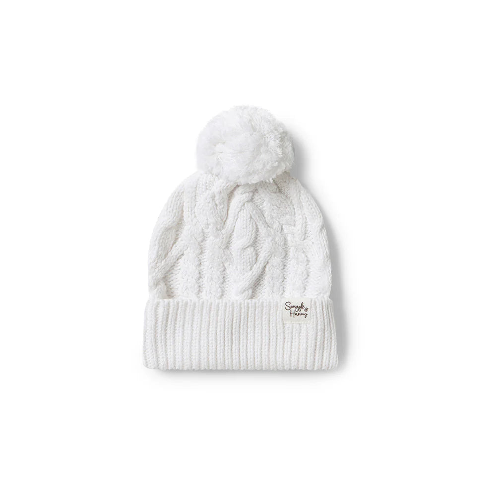 Snuggle Hunny - White Organic Knit Beanie