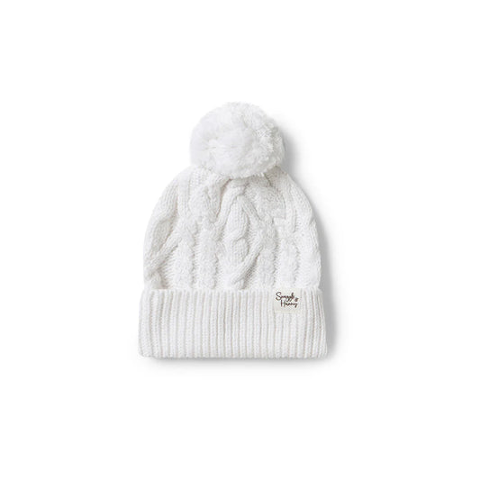 Snuggle Hunny - White Organic Knit Beanie