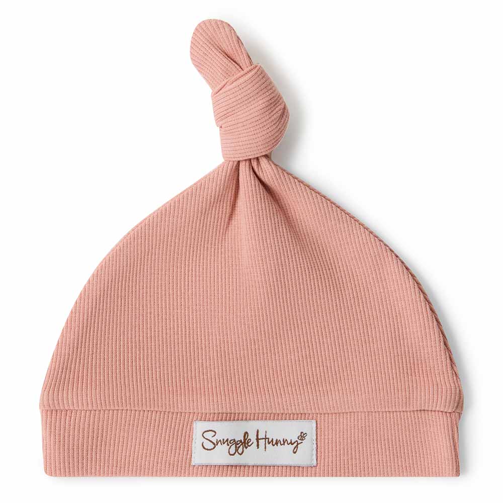 Snuggle Hunny Kids- Rose Ribbed Knotted Beanie