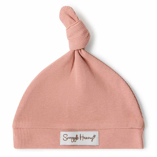 Snuggle Hunny Kids- Rose Ribbed Knotted Beanie