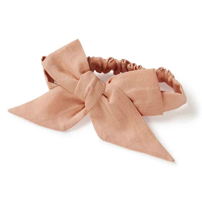 Snuggle Hunny Kids- Rust Linen Bow Pre-Tied Headband Wrap