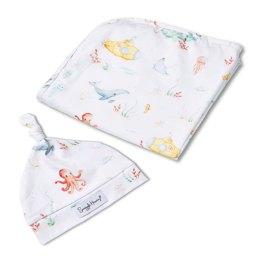 Snuggle Hunny - Little Subs Organic Jersey Wrap & Beanie Set