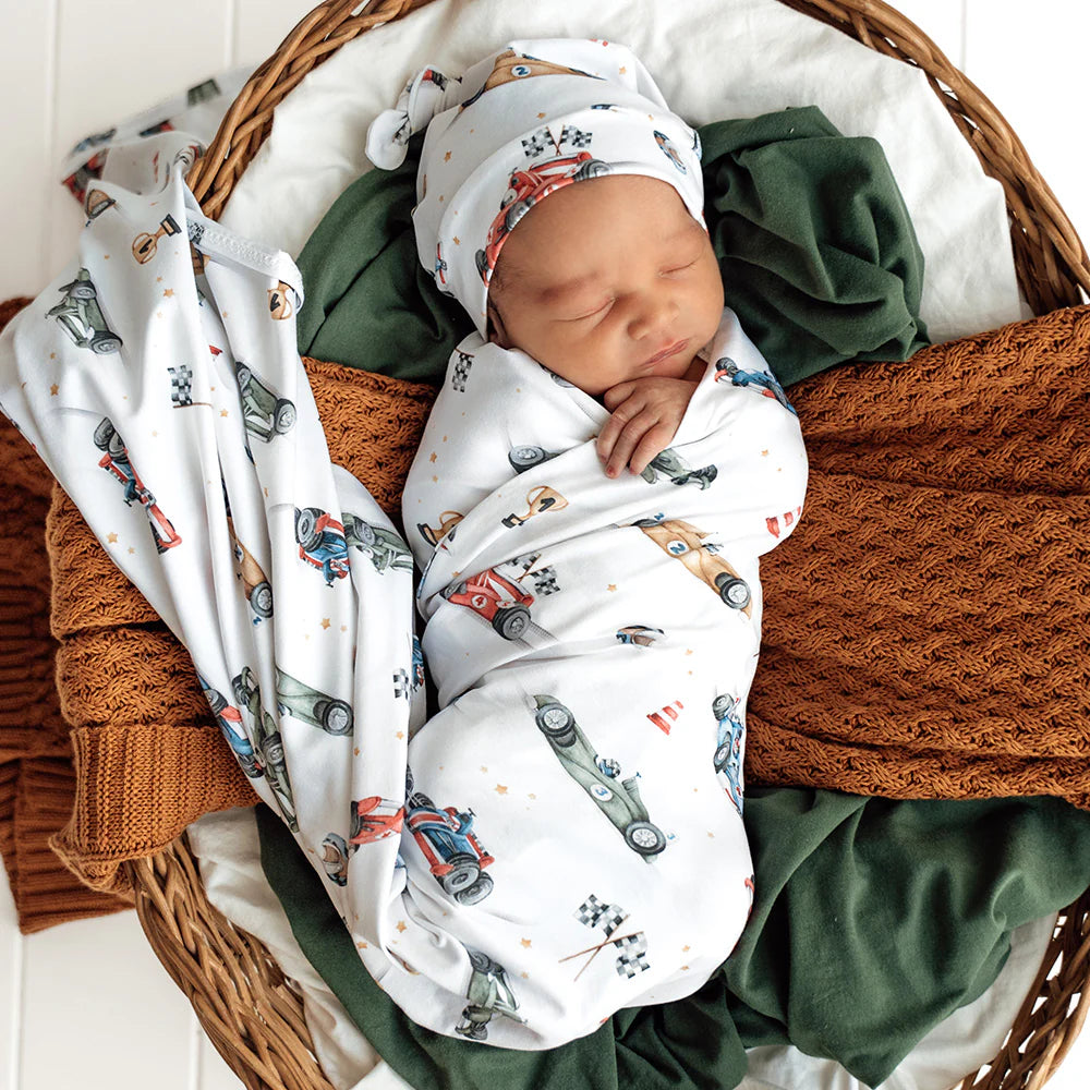 Snuggle Hunny Kids- Little Racers Jersey Wrap & Beanie Set
