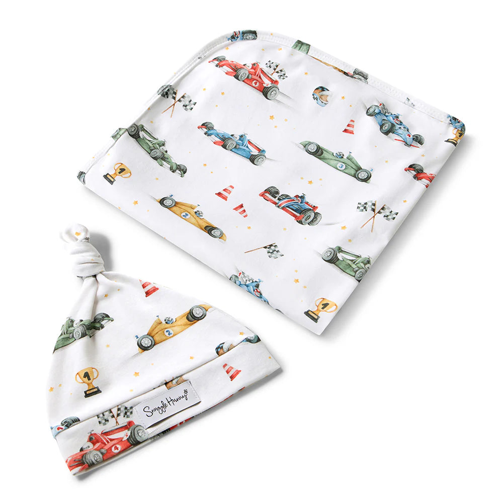 Snuggle Hunny Kids- Little Racers Jersey Wrap & Beanie Set