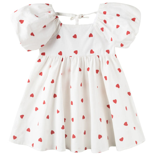 Designer Kidz- Love Hearts Puff Sleeve Dress