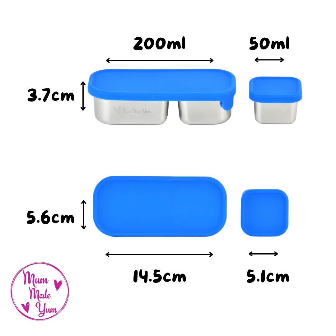 Mighty Mini's Stainless Steel Containers- 2 Set- Blue