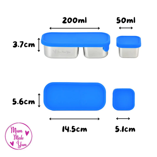 Mighty Mini's Stainless Steel Containers- 2 Set- Blue