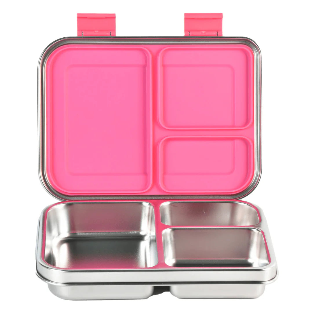 Mighty Stainless Steel Lunchbox- 3 Compartment- Pink