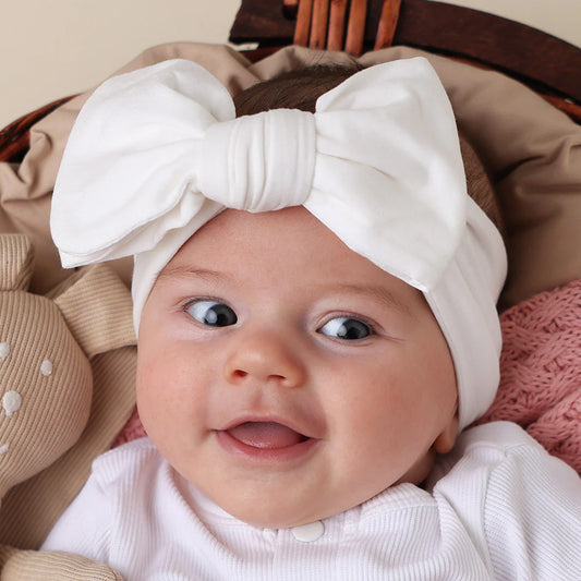 Snuggle Hunny- Milk Oversized Bow Headband