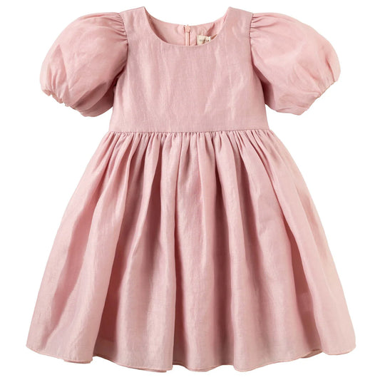 Designer Kidz- Blush Noa Puff Sleeve Dress