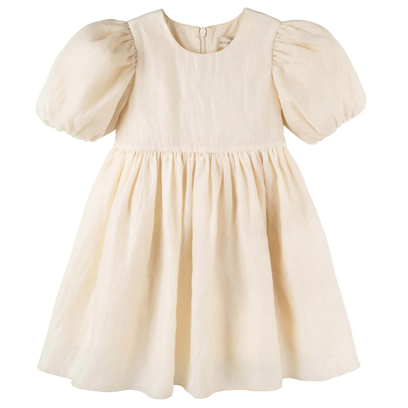 Designer Kidz- Champagne Noa Puff Sleeve Dress