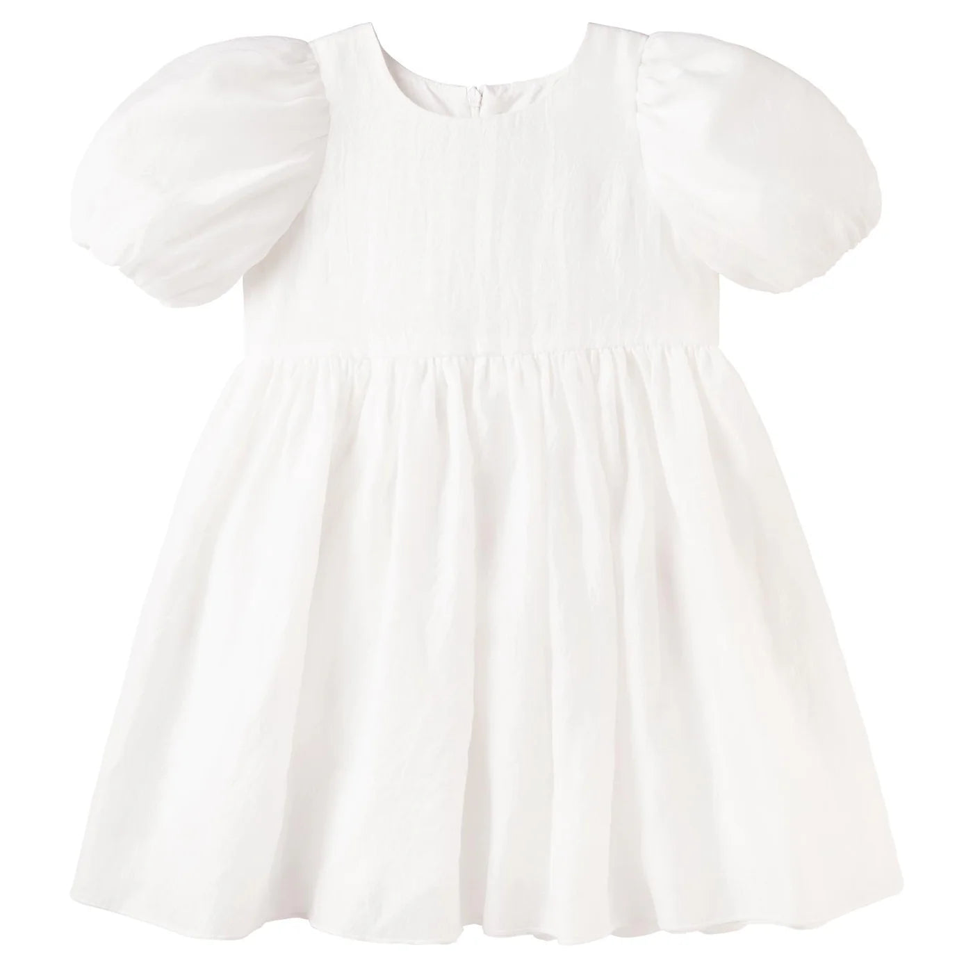 Designer Kidz- White Noa Puff Sleeve Dress