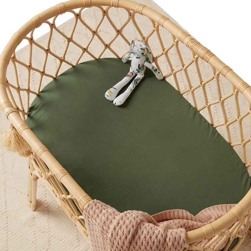 Snuggle Hunny Kids- Olive Fitted Bassinet Sheet & Change Pad Cover