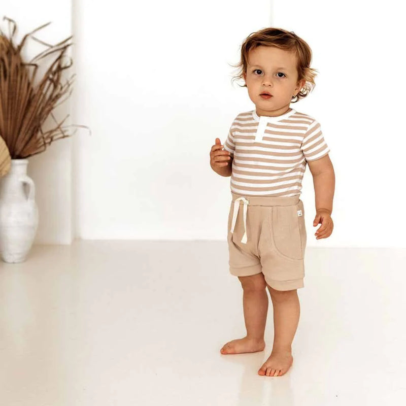 Snuggle Hunny Kids - Pebble Stripe Short Sleeve Bodysuit