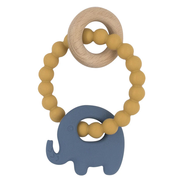 Playground- Silicone Elephant Teething Ring-Steel Blue