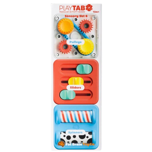 Fat Brain Toys PlayTab Tile Set 6 | Pulleys, Sliders & Spinners