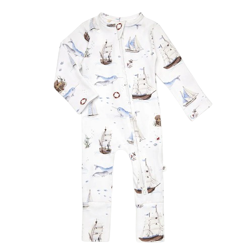 Snuggle Hunny - Set Sail Organic Snugglesuit Convertible Romper