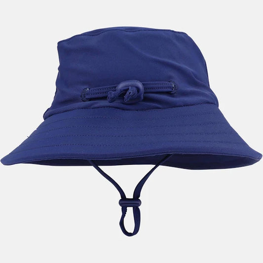 Minihaha - Navy Swim Hat with Quick Release Neck Tie