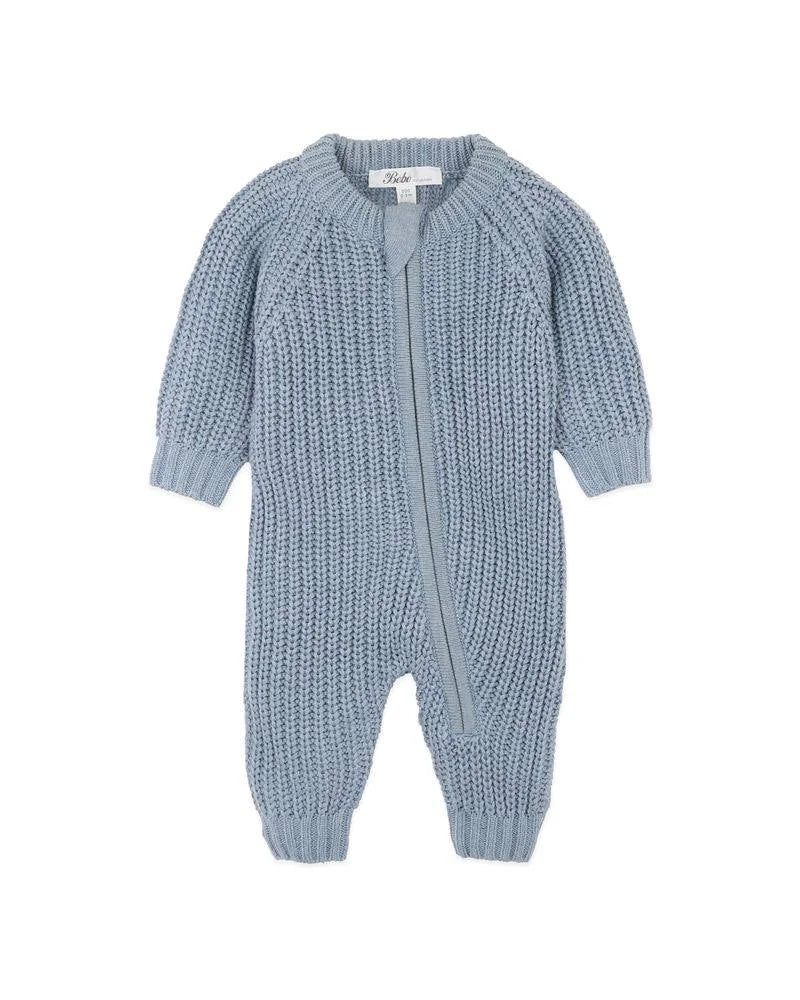 Bebe - Blue Knitted Zip Romper