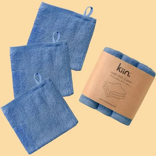 Kiin Baby- 3 Pack Wash Cloth- Blue Shadow