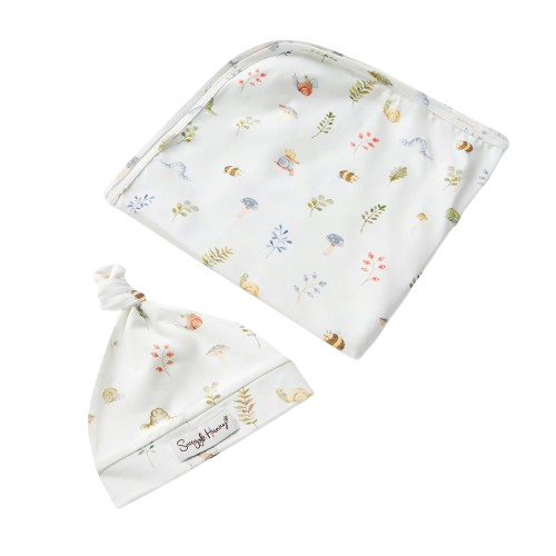 Snuggle Hunny - Garden Friends Organic Jersey Wrap & Beanie Set