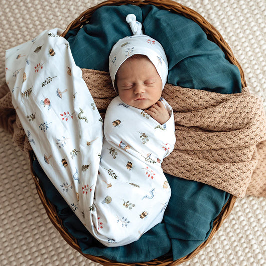 Snuggle Hunny - Garden Friends Organic Jersey Wrap & Beanie Set