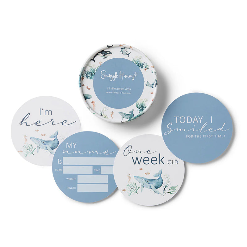 Snuggle Hunny -Ocean & Indigo Milestone Cards