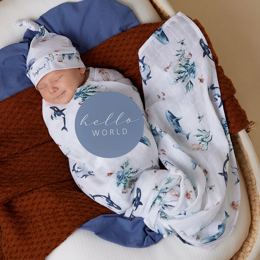 Snuggle Hunny Kids- Ocean Organic Muslin Wrap