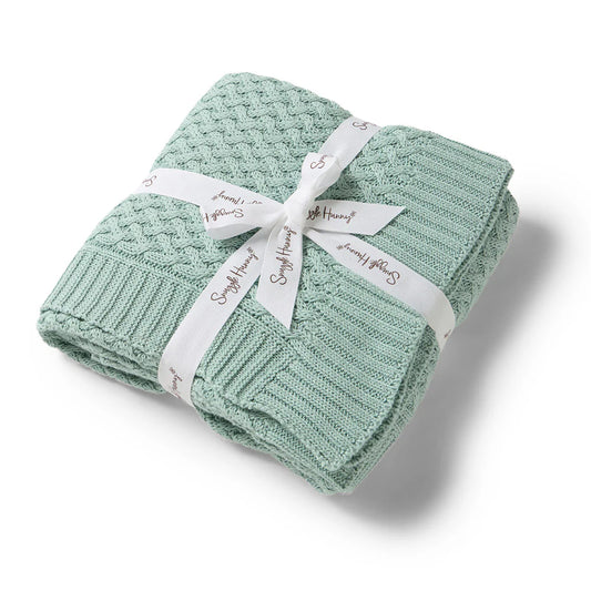 Snuggle Hunny Kids-Sage Diamond Knit Baby Blanket
