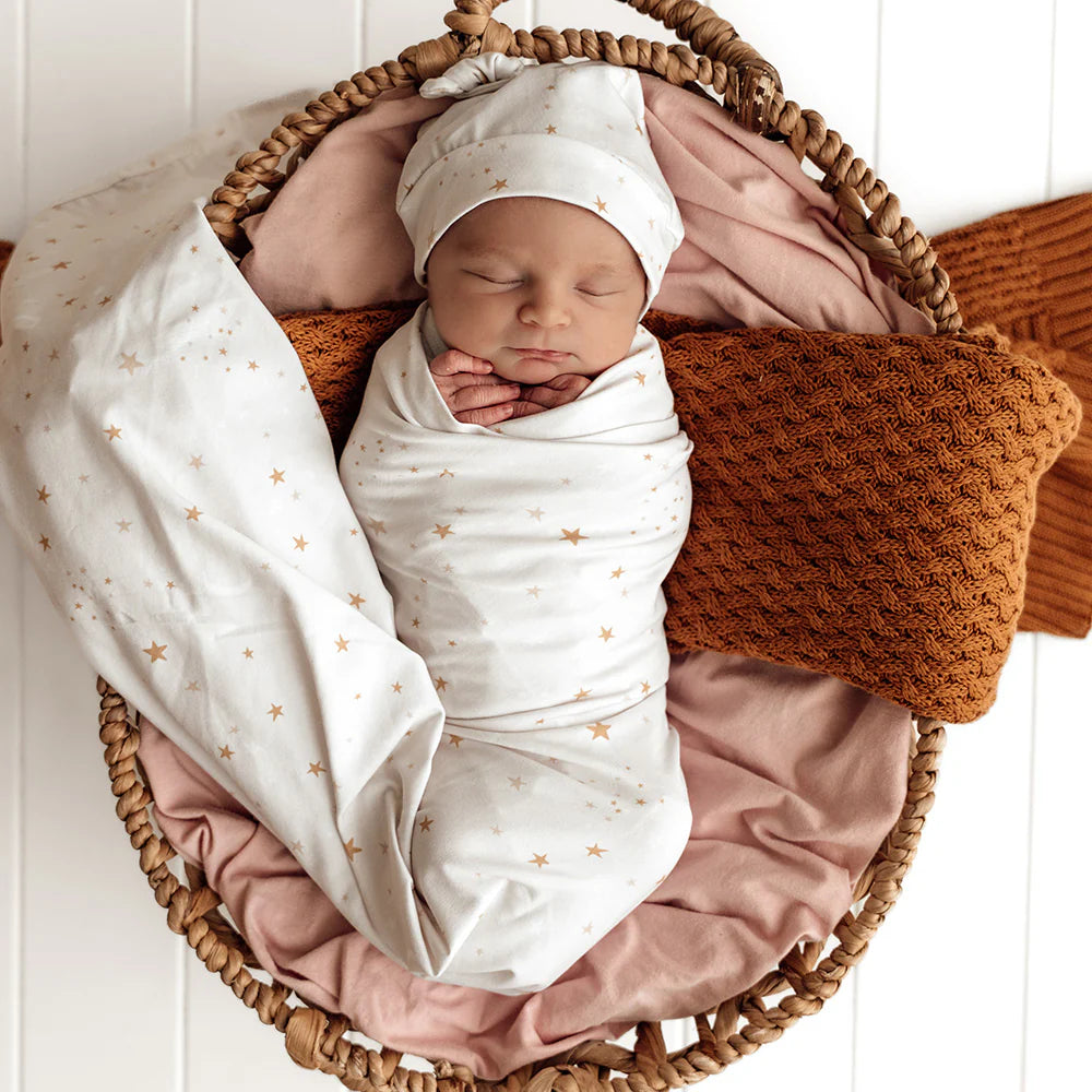 Snuggle Hunny Kids- Stardust Jersey Wrap & Beanie Set