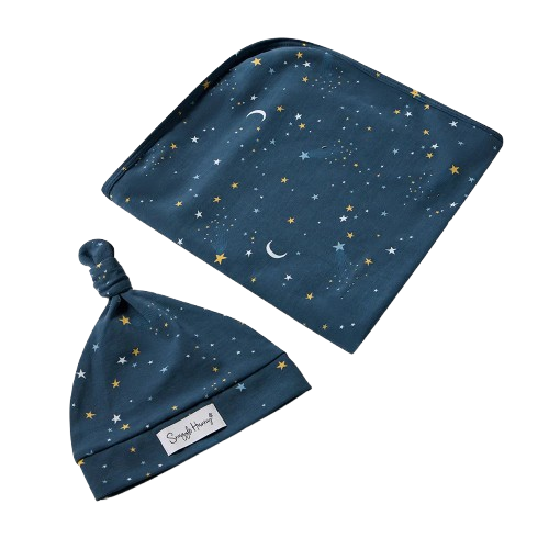 Snuggle Hunny - Starry Night Organic Jersey Wrap & Beanie Set