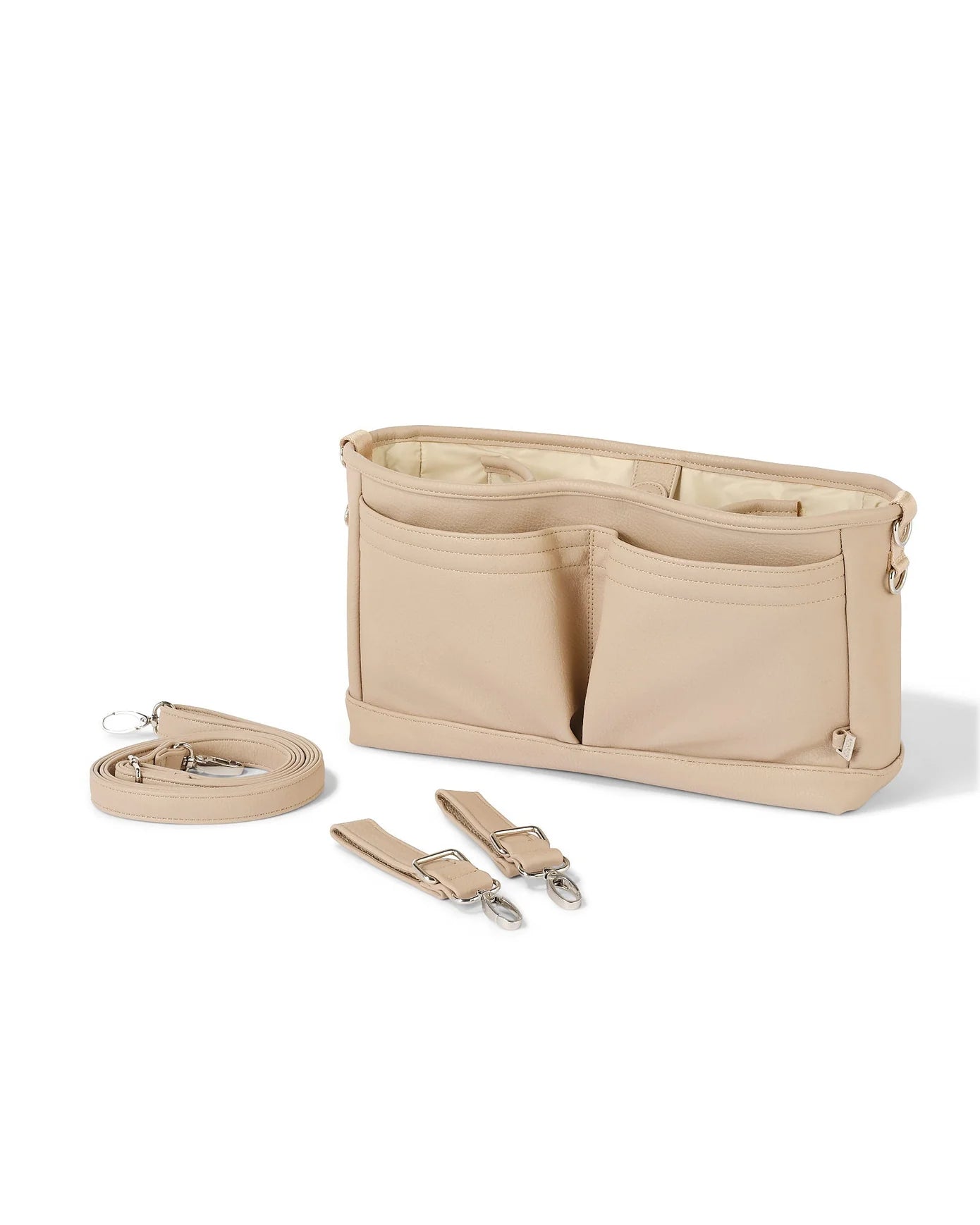 Oi Oi- Stroller Organiser- Oat Dimple Faux Leather