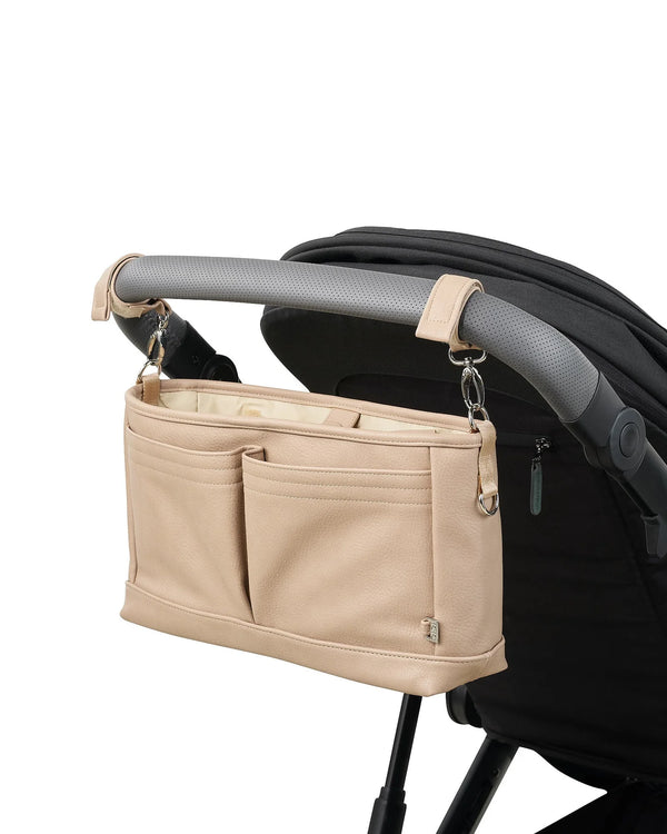 Oi Oi- Stroller Organiser- Oat Dimple Faux Leather