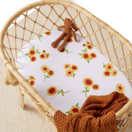 Snuggle Hunny Kids-Sunflower Fitted Bassinet Sheet & Change Pad Cover