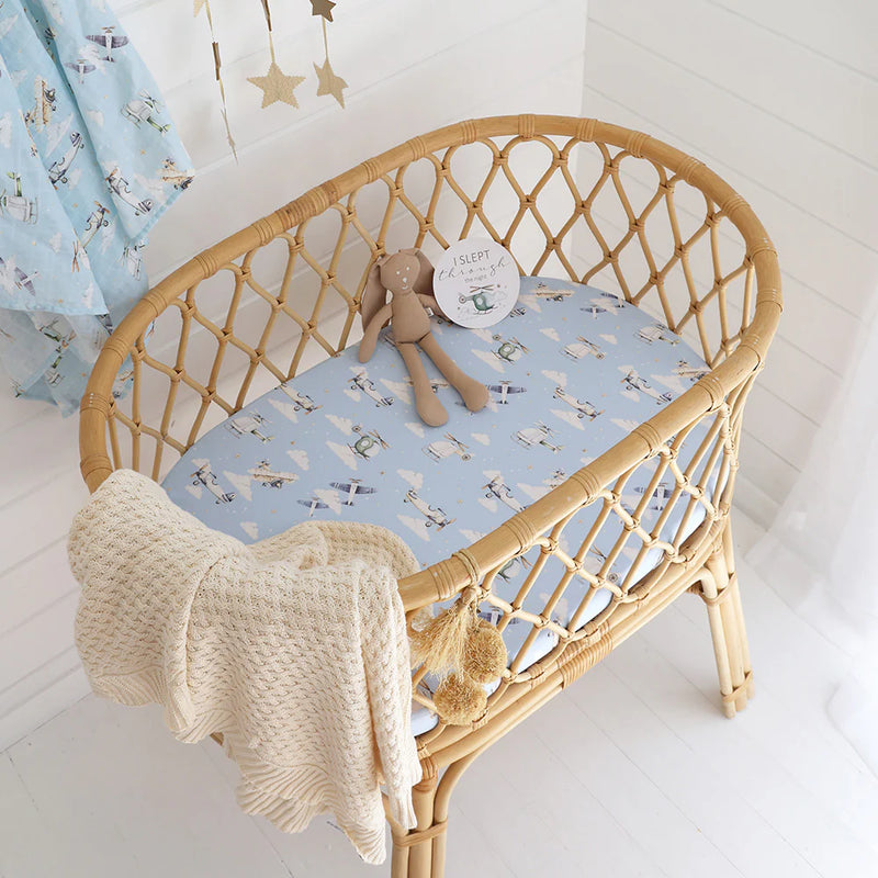 Snuggle Hunny Kids- Taking Flight Fitted Bassinet Sheet & Change Pad Cover