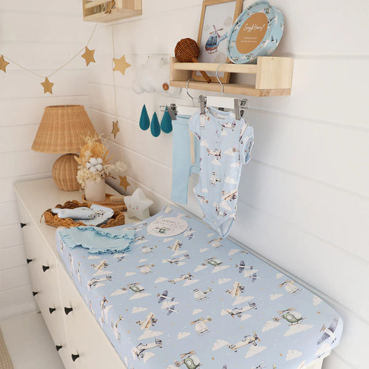 Snuggle Hunny Kids- Taking Flight Fitted Bassinet Sheet & Change Pad Cover