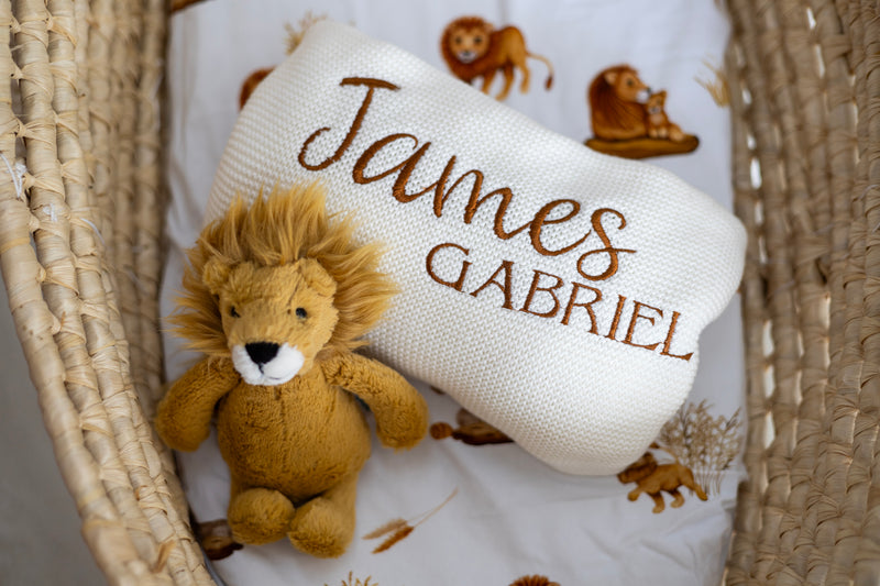 Personalised Knitted Blanket- Snow
