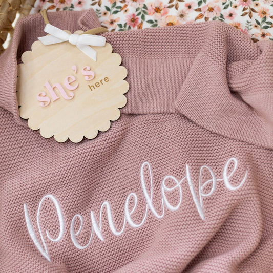 Personalised Knitted Blanket- Rose