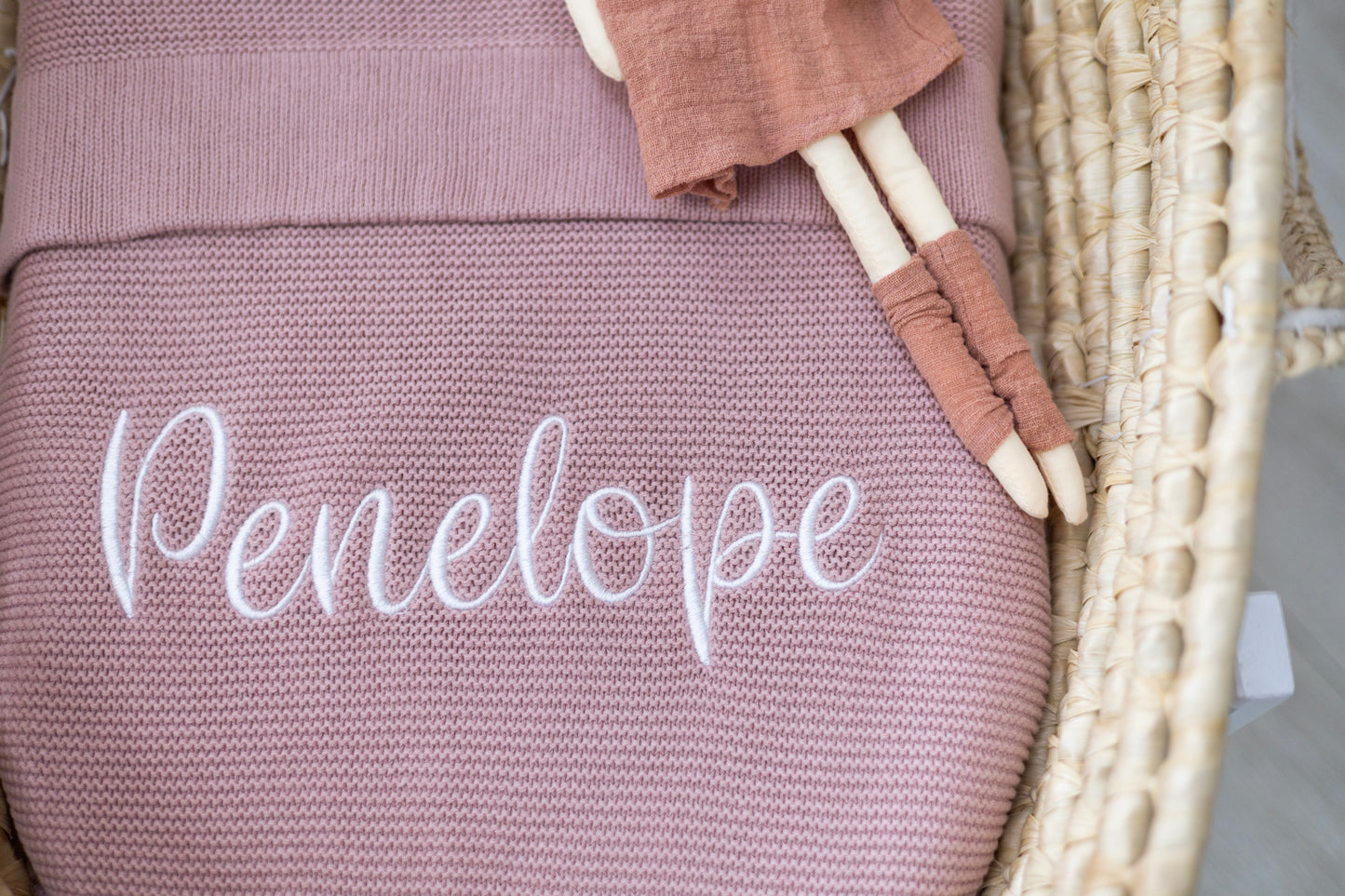 Personalised Knitted Blanket- Rose