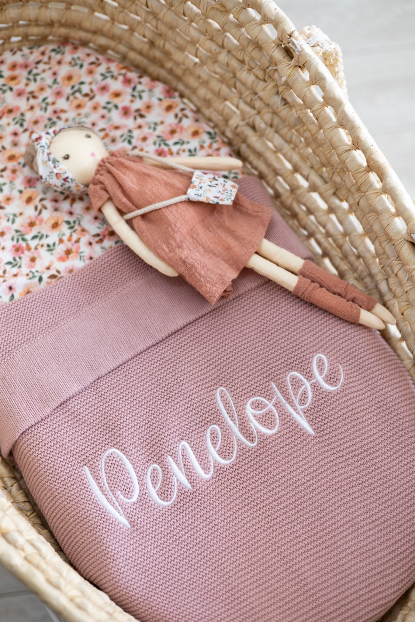 Personalised Knitted Blanket- Rose