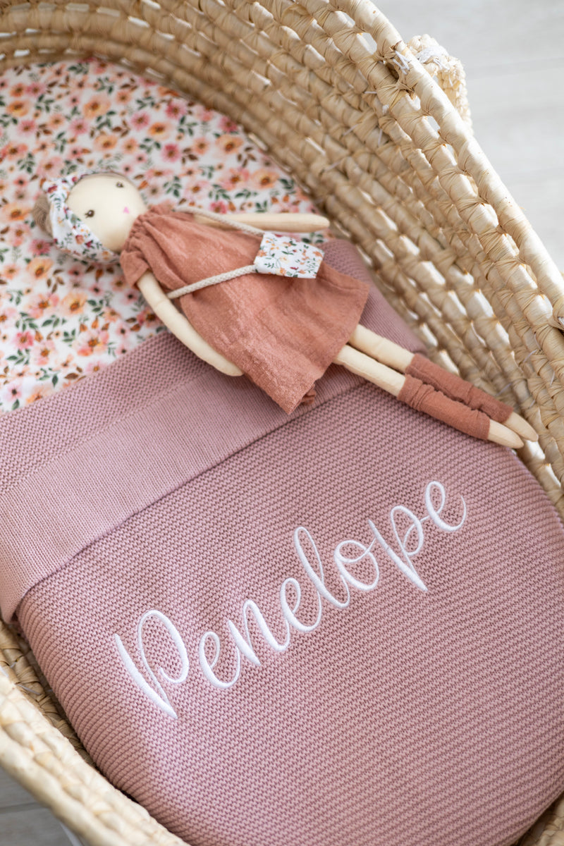 Personalised Knitted Blanket- Rose