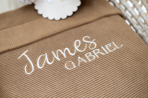 Personalised Knitted Blanket- Caramel