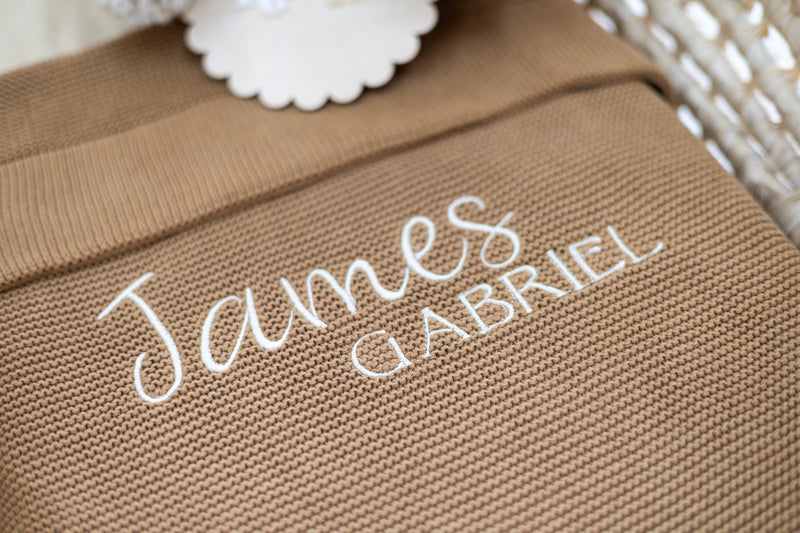 Personalised Knitted Blanket- Caramel